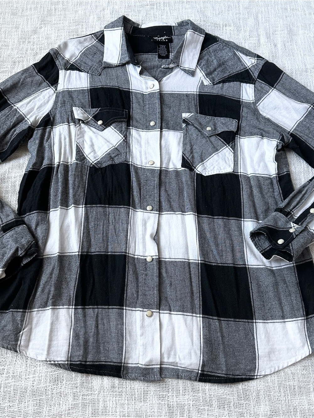 Wrangler "Retro" Long Sleeve Western Plaid Snap Flannel 🔲 Size Large